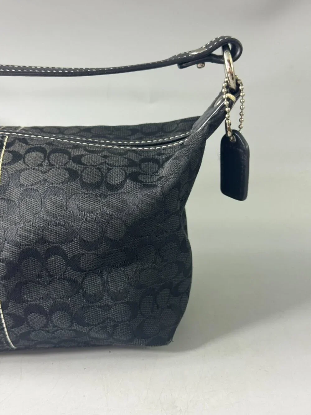 Authentic Vintage Coach Black Signature Jacquard Demi Bag